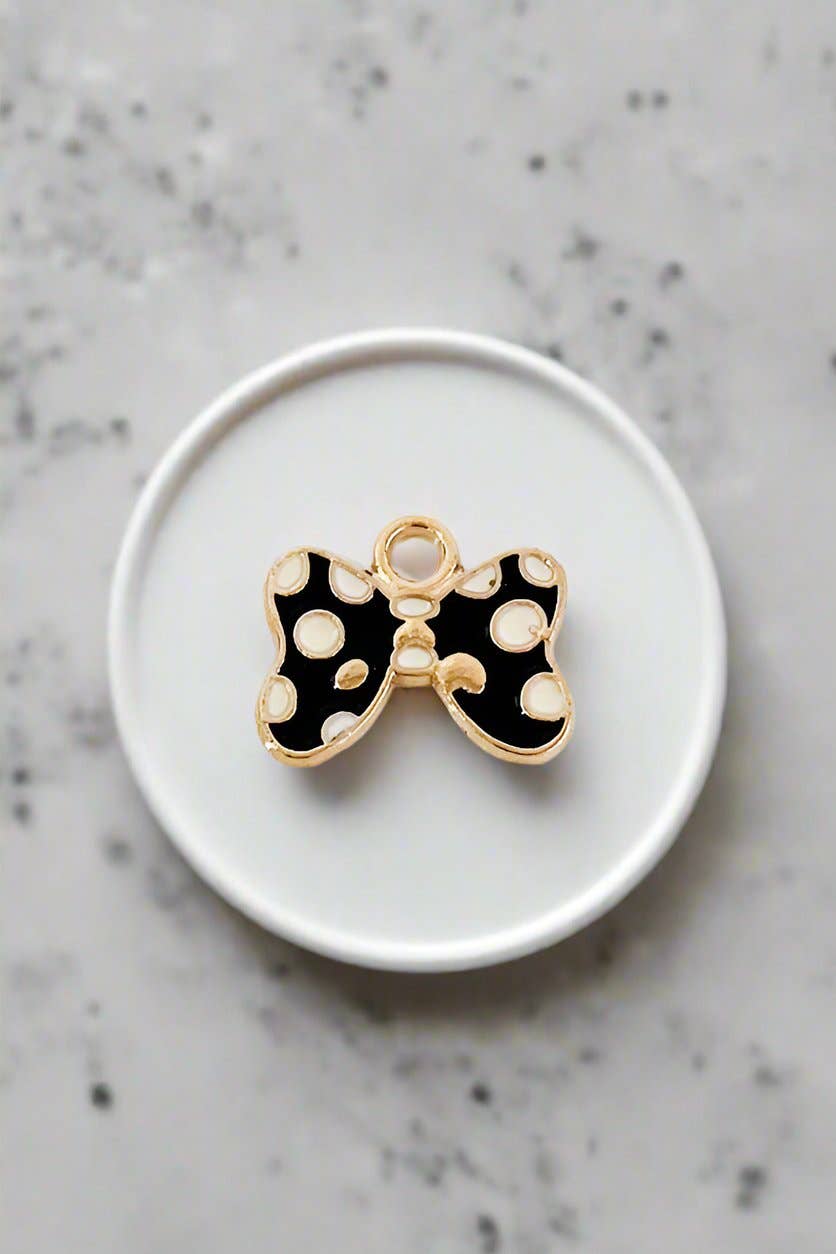 Black Polka Dot Bow Charm