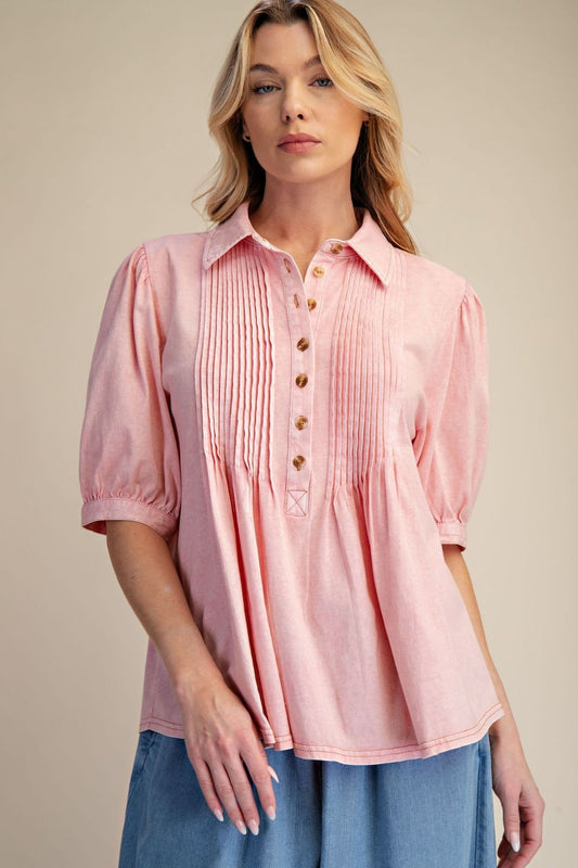 Pintucked Washed Shirt