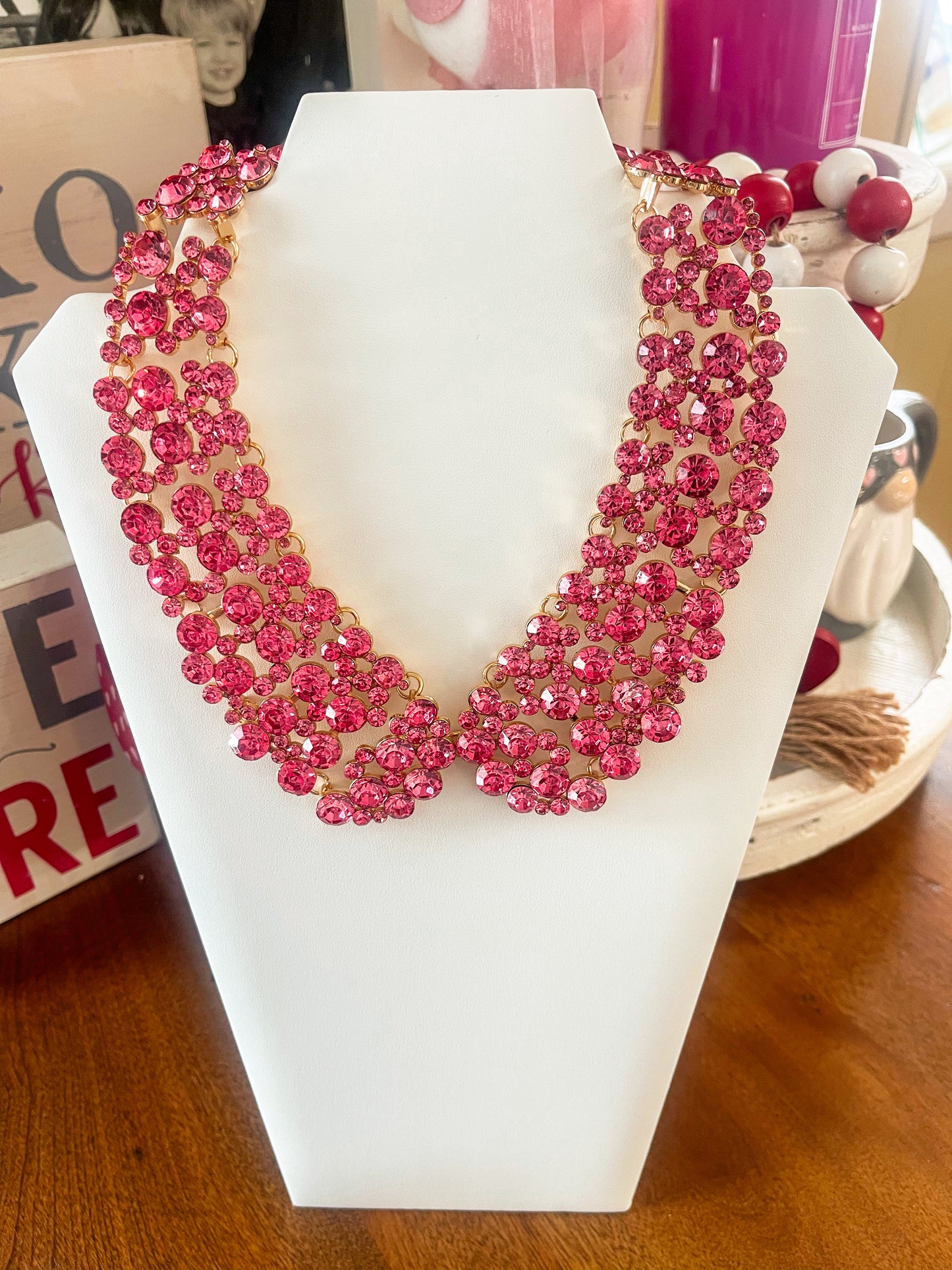 Pink Jeweled Collar Necklace