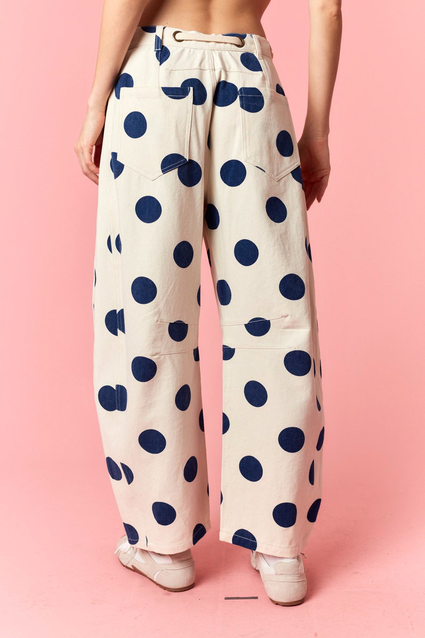 Whimsical Polka Dot Barrel Jean