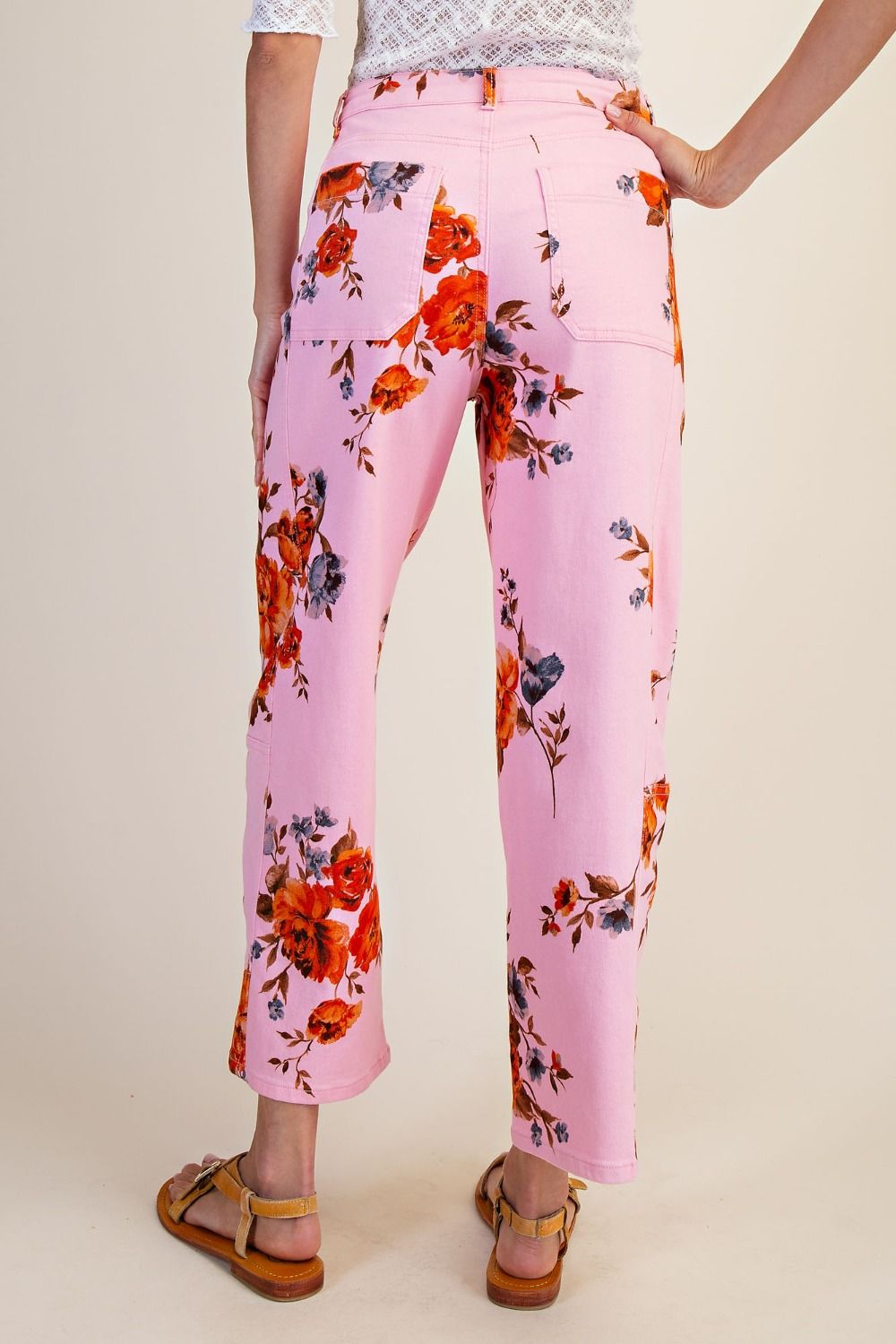 Floral Printed Barrel Pants