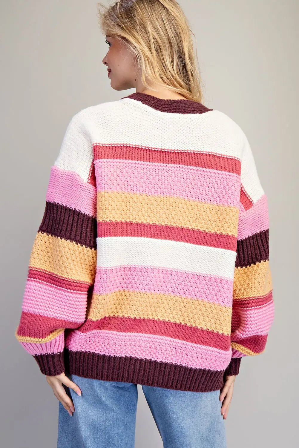 Multicolor Striped Long Sleeve Cardigan