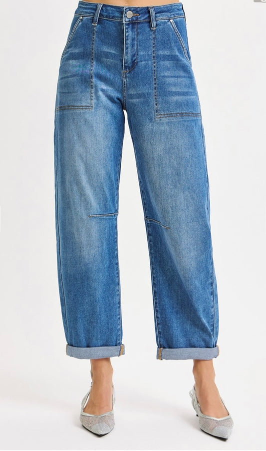 Risen
SLOUCHY BARREL RELAXED PATCH POCKET JEANS