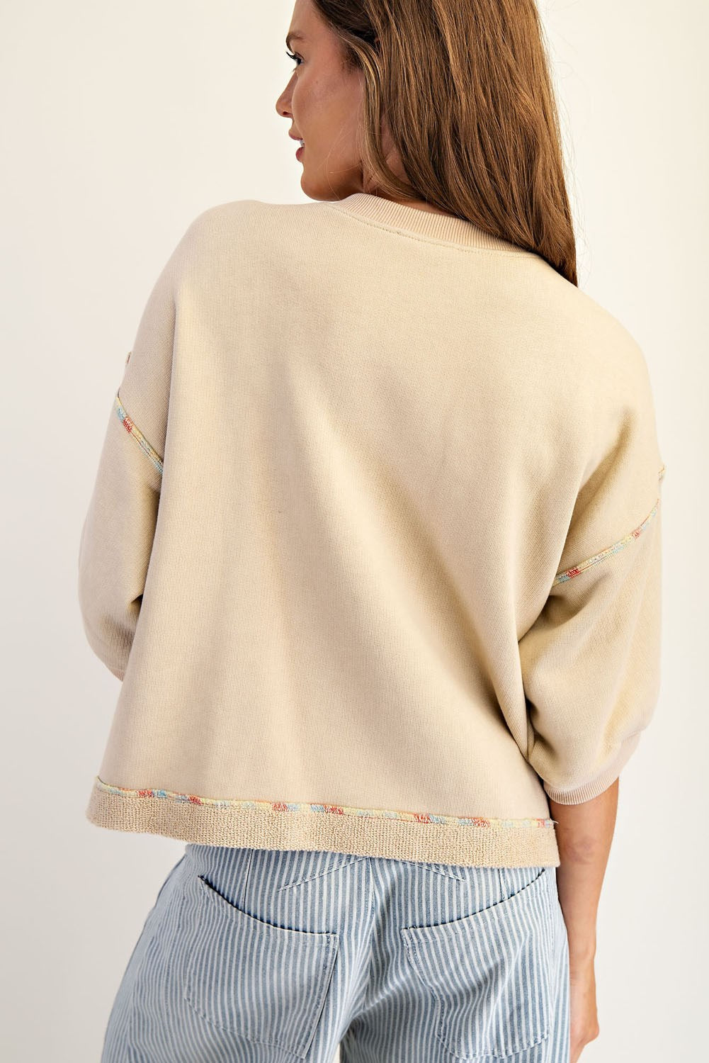 Enzyme Washed Terry Knit Button Down Top
