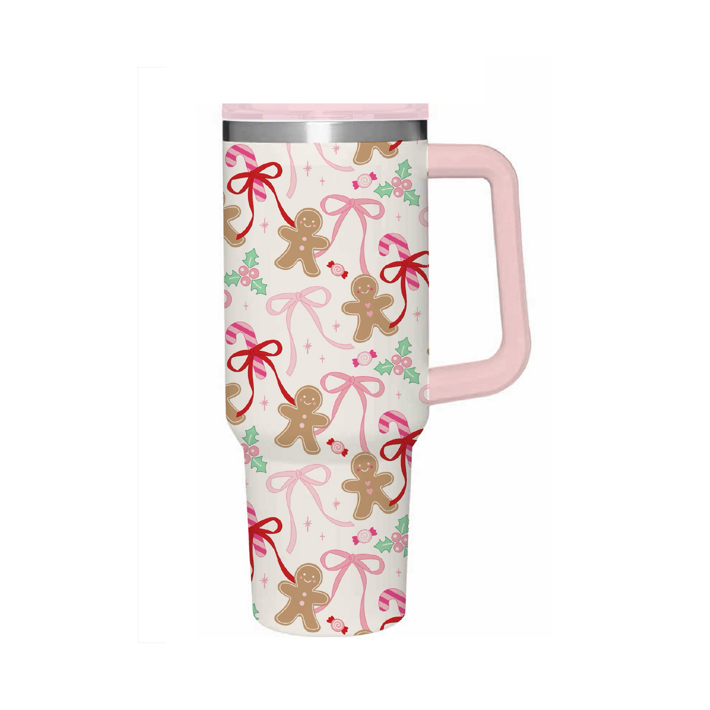 Gingerbread 40oz Tumbler with Spill Proof Lid + Flip Straw