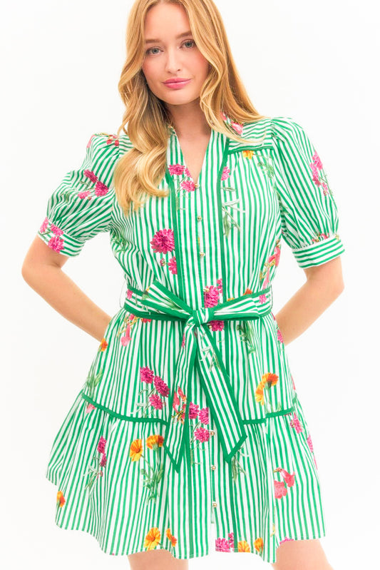 Marigold Floral Stripe Dress