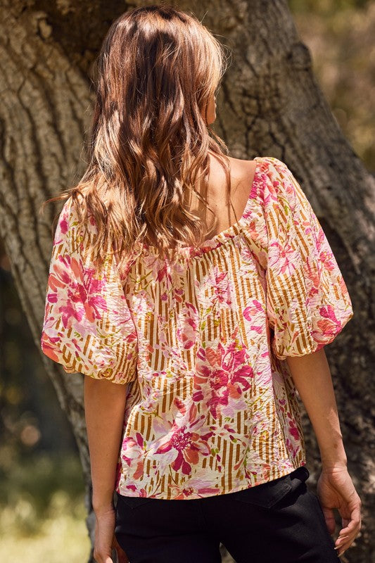 Floral Puff Sleeve Top