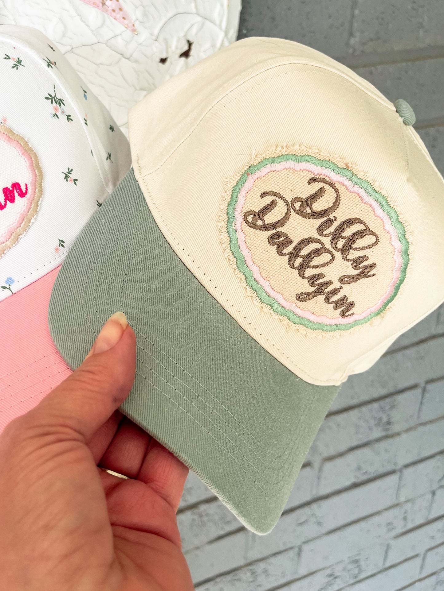 Dilly Dallyin Hat Sage and Pink