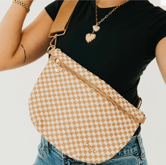 Westlyn Woven Bum Bag Checkered Tan