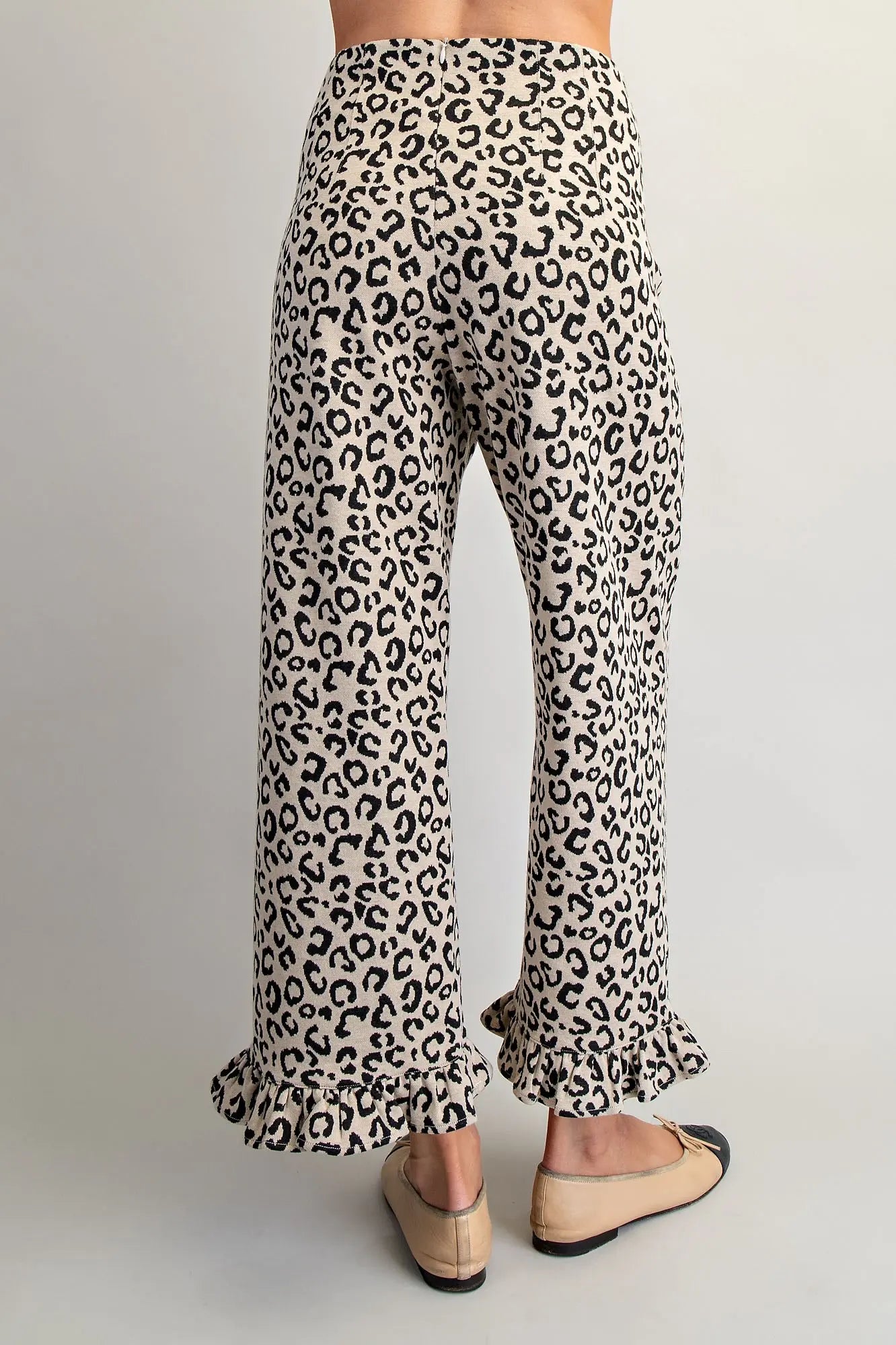 Leopard Ruffled Hem Pants