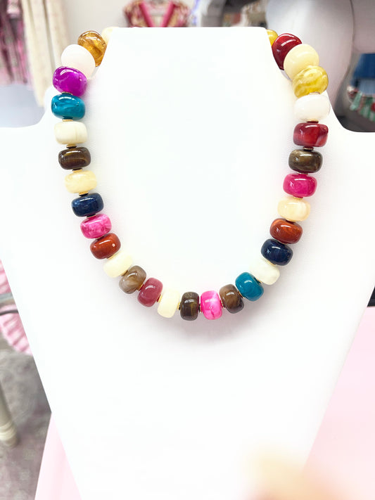 Multi Color and Gold Bead Necklace