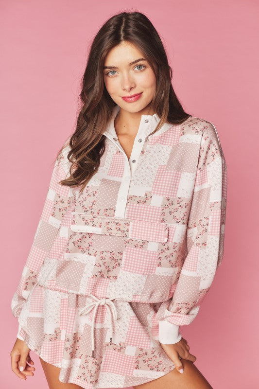Extra Soft Scuba Patchwork Quilted Pullover & Shorts Set