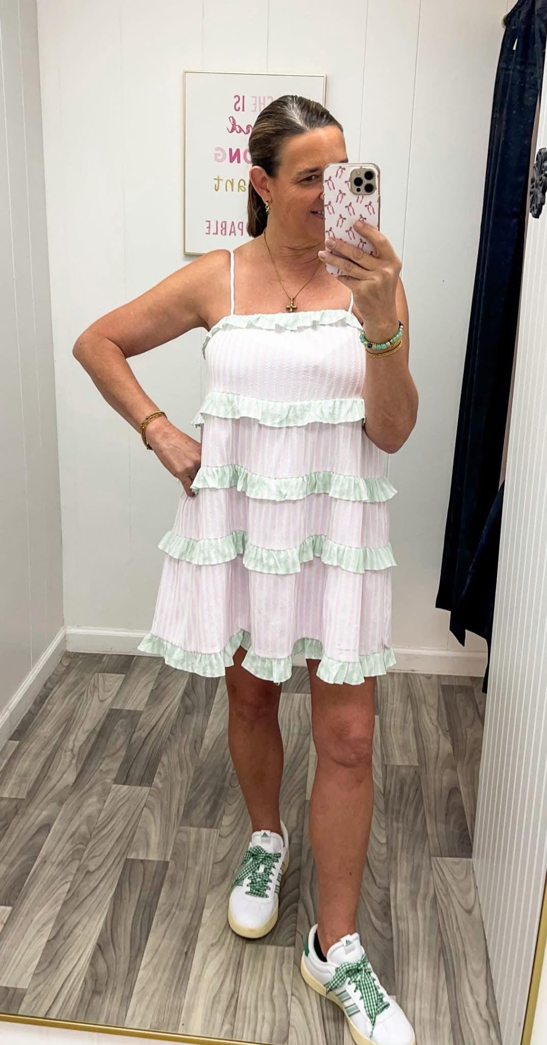 Contrast Ruffle Stripe Mini Dress