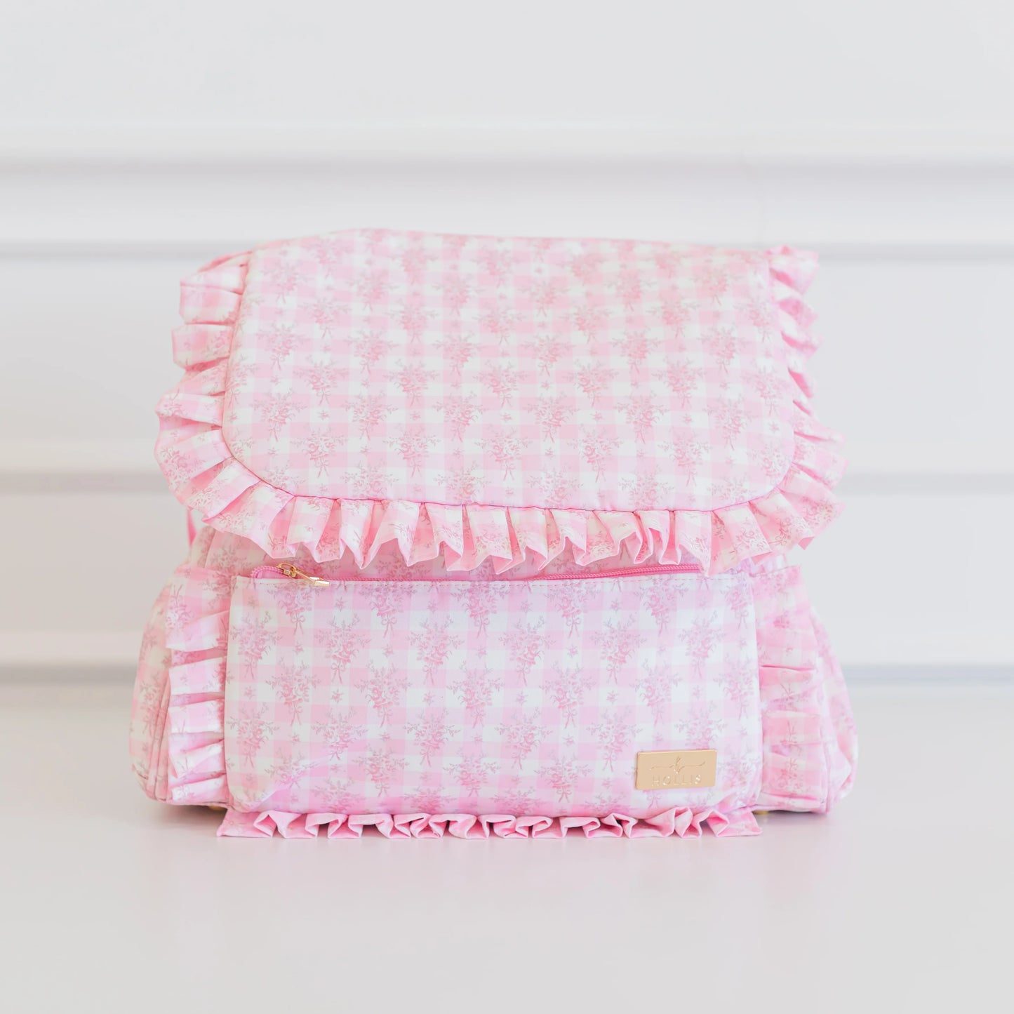 Hollis Pink Ruffled Nylon Diaper Bag
