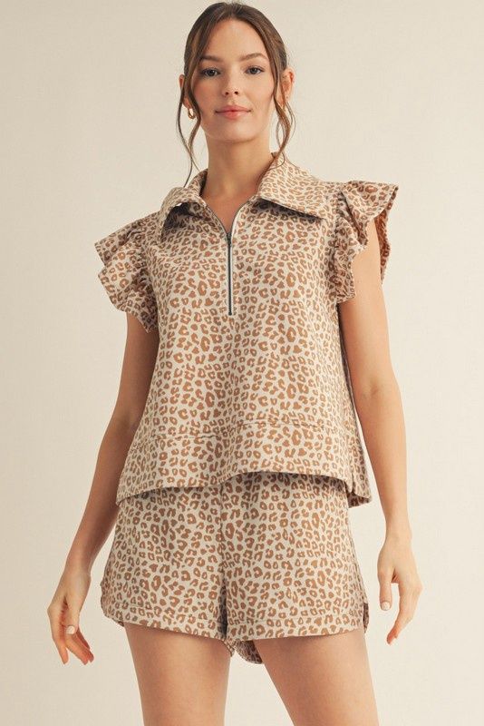 Mocha Leopard Short Set