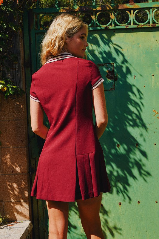 Pleated Shirt Mini Dress