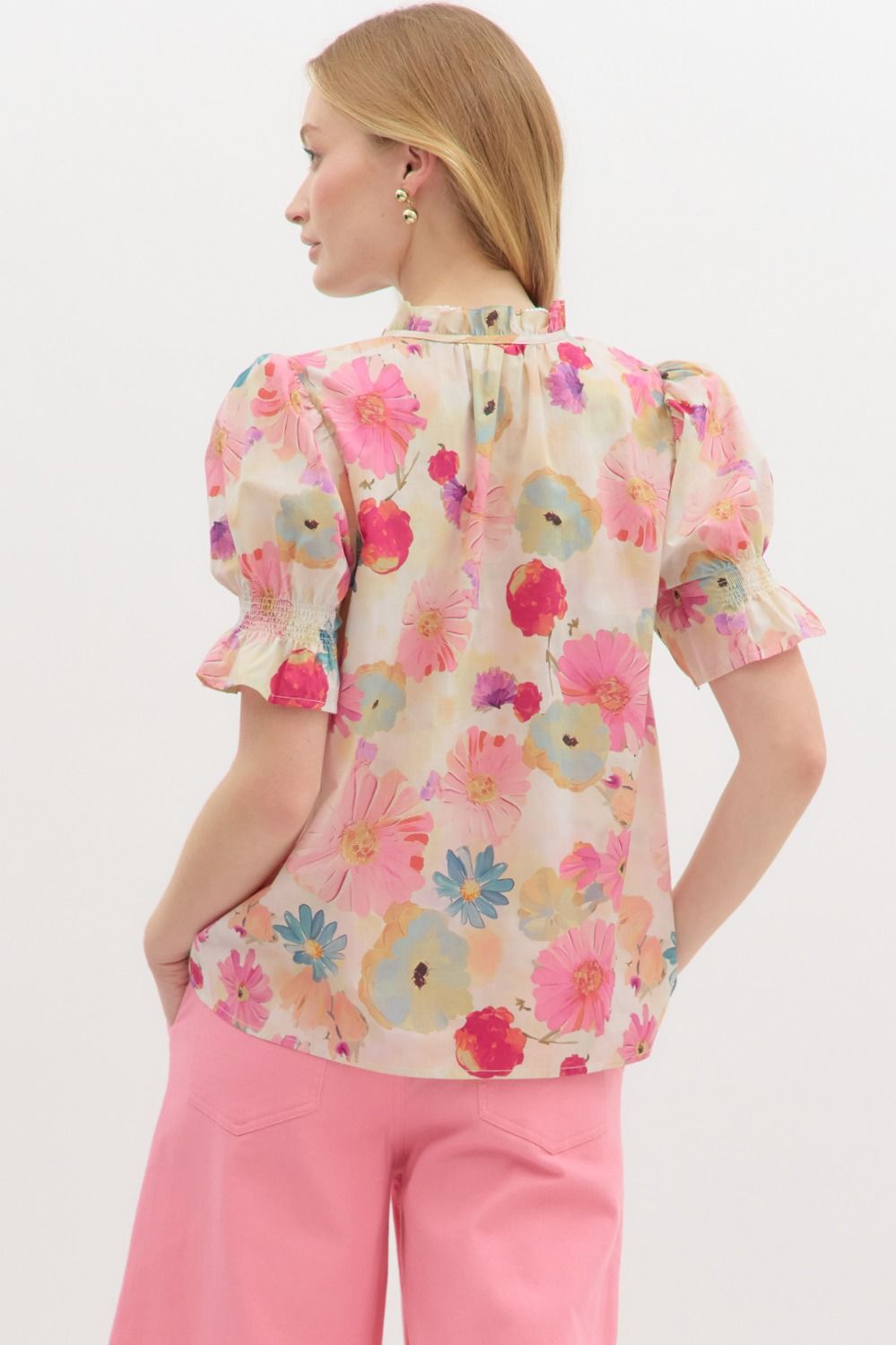 Floral Smocked Sleeve Top