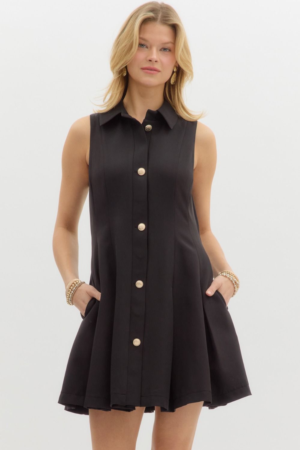 Black Pleated Mini Dress