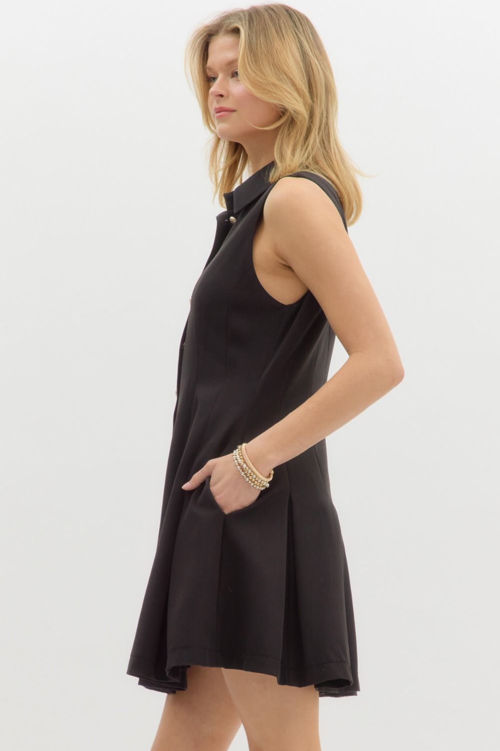 Black Pleated Mini Dress