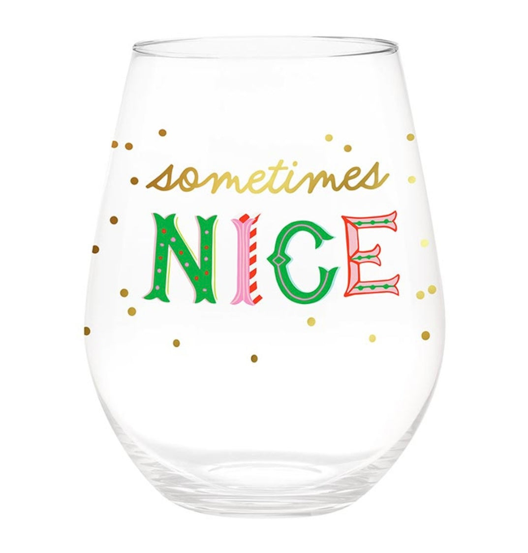 Naughty/Nice Wine Glass