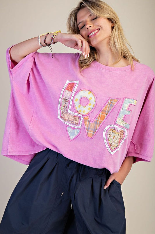 Love Patch Oversized Top
