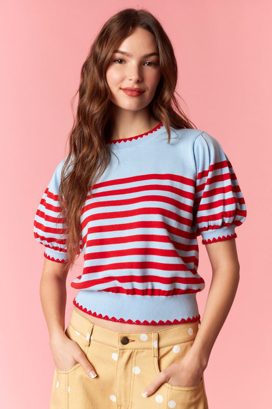 Cherry Stripe Sweater Top