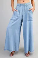 Denim Mineral Washed Wide Leg Pant