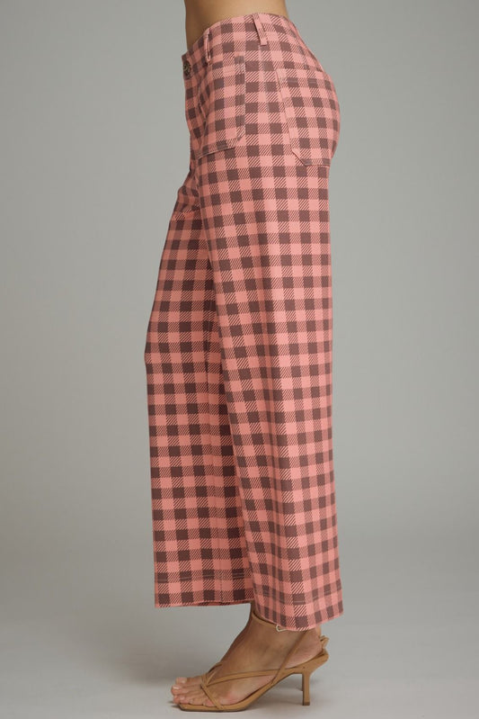 Gingham Wide Leg Pants