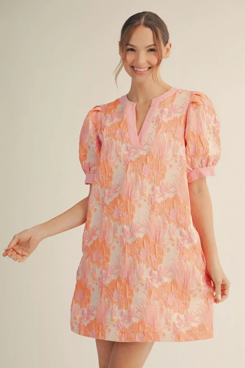 Just Peachy Jacquard Dress