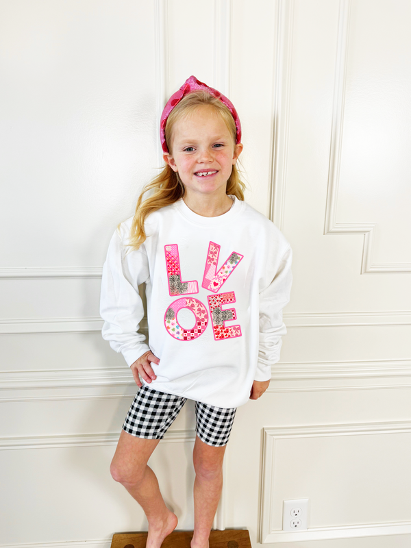 Patchwork Love Adult Sweatshirt