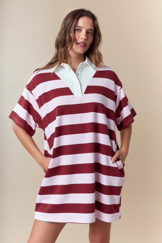 Stripe Sweatshirt Mini Dress