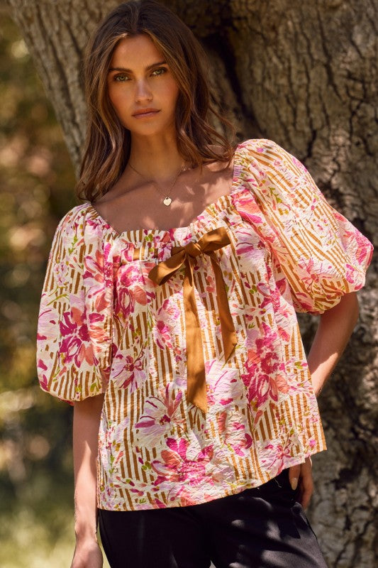 Floral Puff Sleeve Top