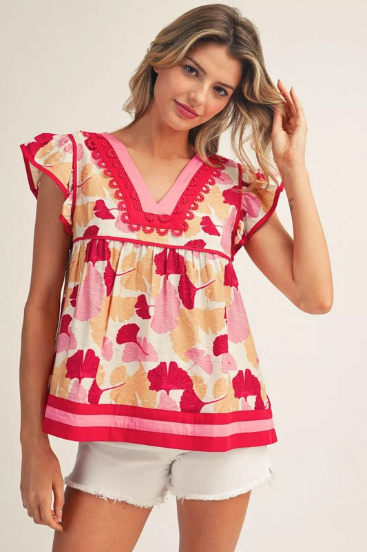Pink Floral Babydoll Top