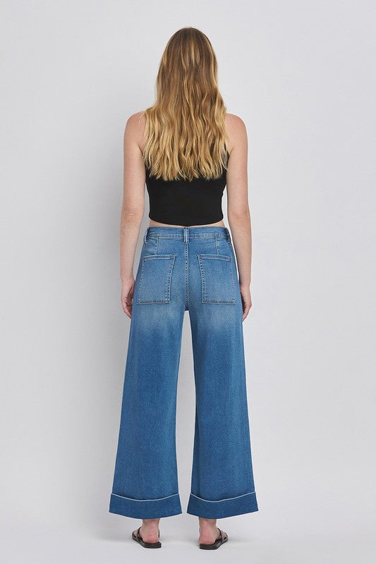 Vervet High Rise Cuffed Baggy Wide Jeans