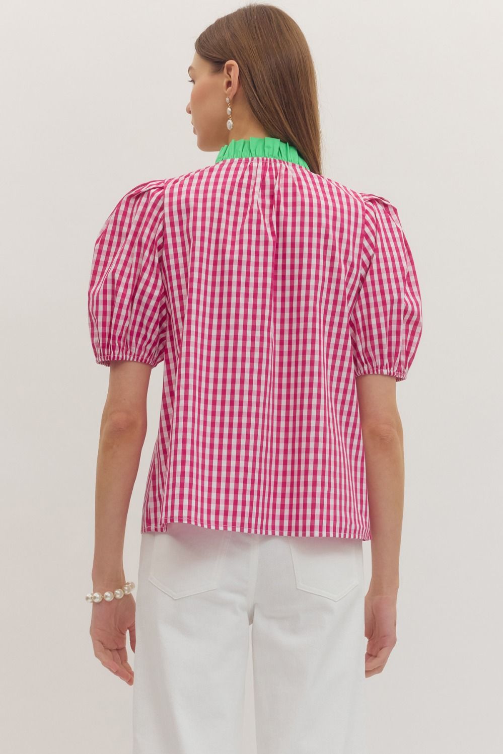Gingham Girl Puff Sleeve Top