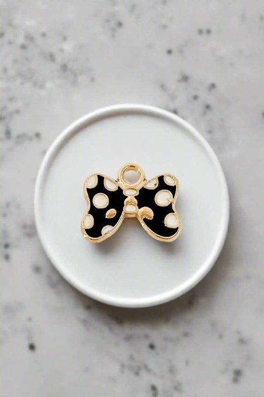 Black Polka Dot Bow Charm