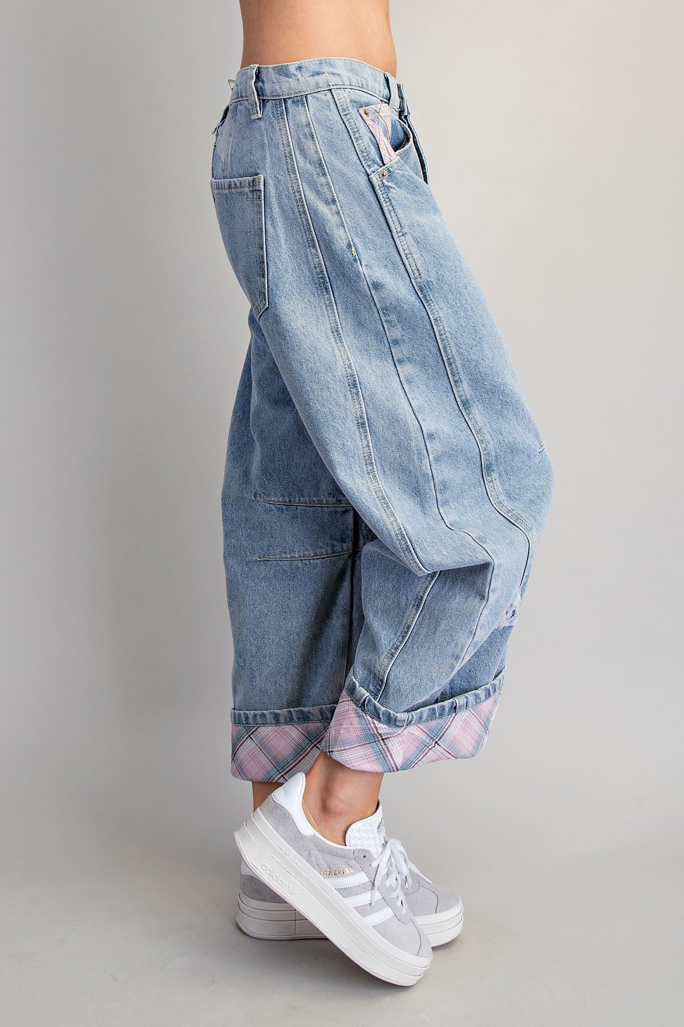 Floral Patch Barrel Jeans