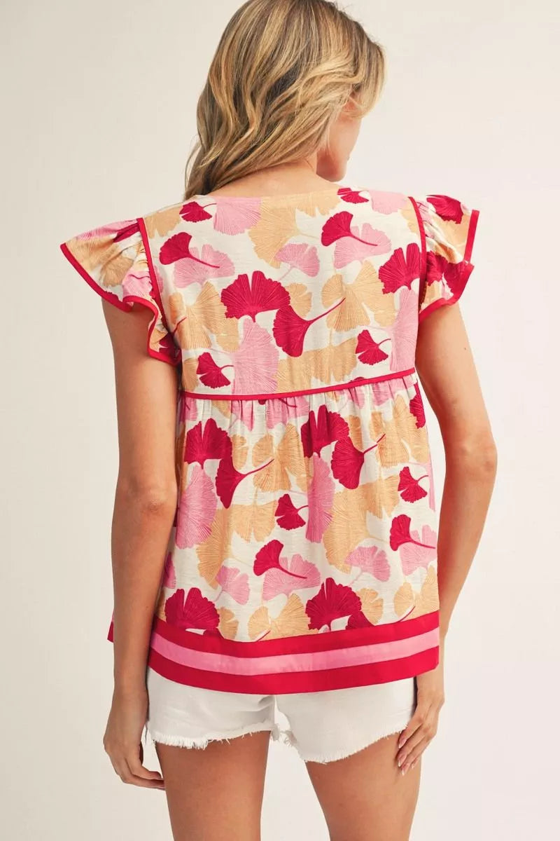 Pink Floral Babydoll Top