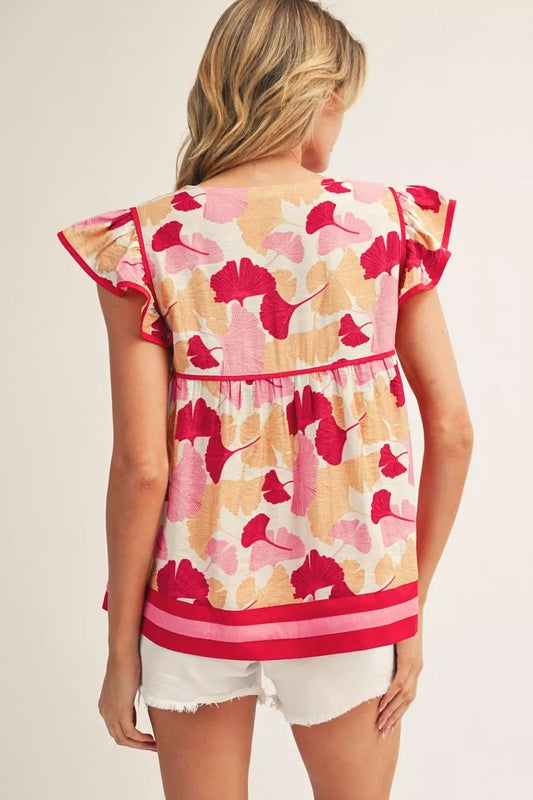 Pink Floral Babydoll Top
