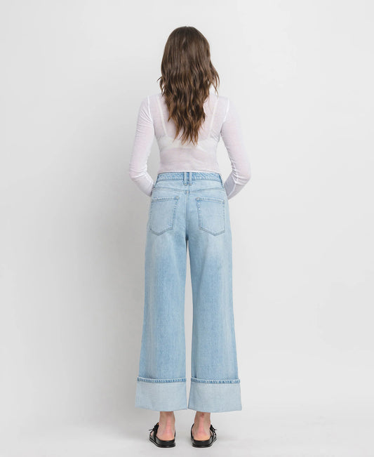 Vervet SUPER HIGH RISE CUFFED BAGGY WIDE JEANS