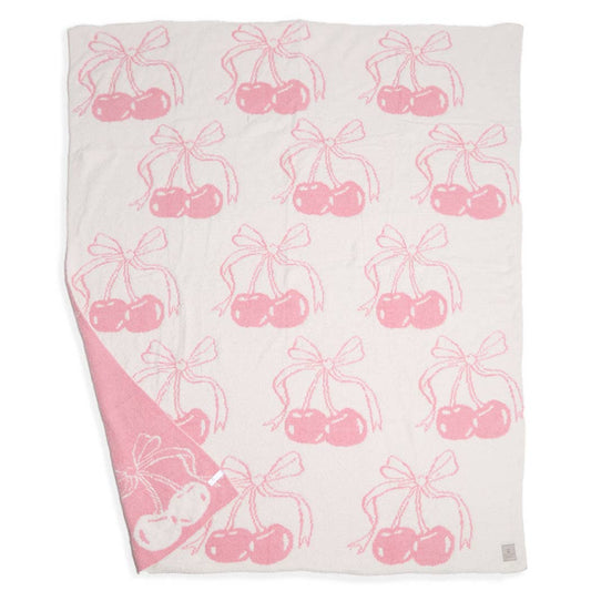 Cherry with Bow Print Cozy Soft Throw Blanket