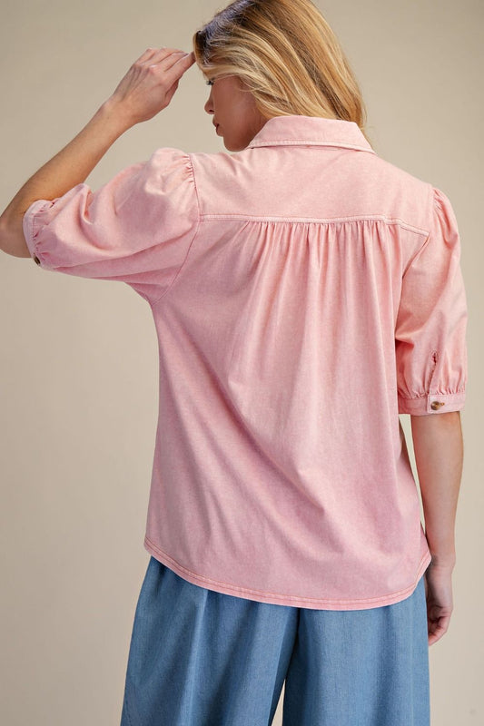 Pintucked Washed Shirt