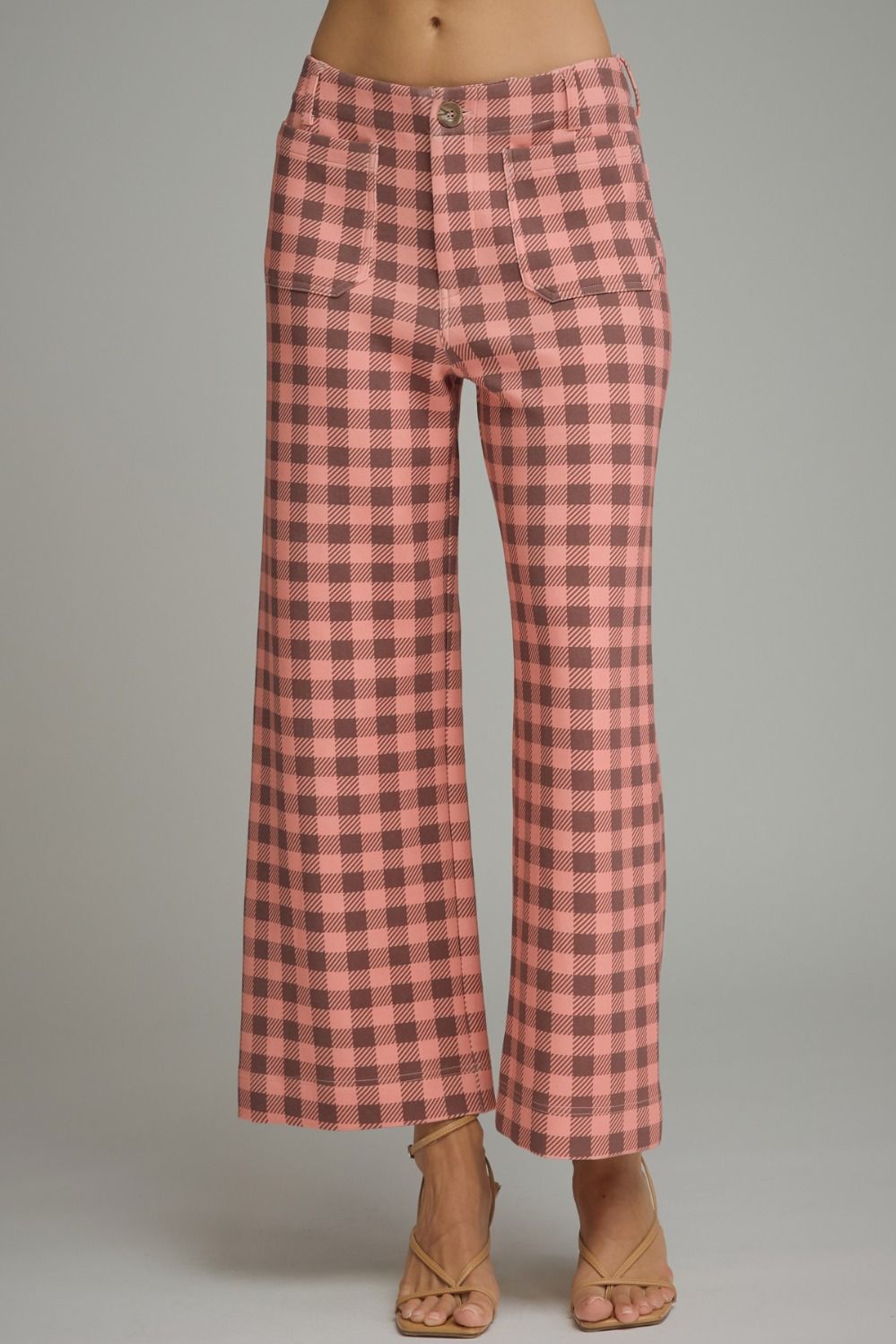 Gingham Wide Leg Pants