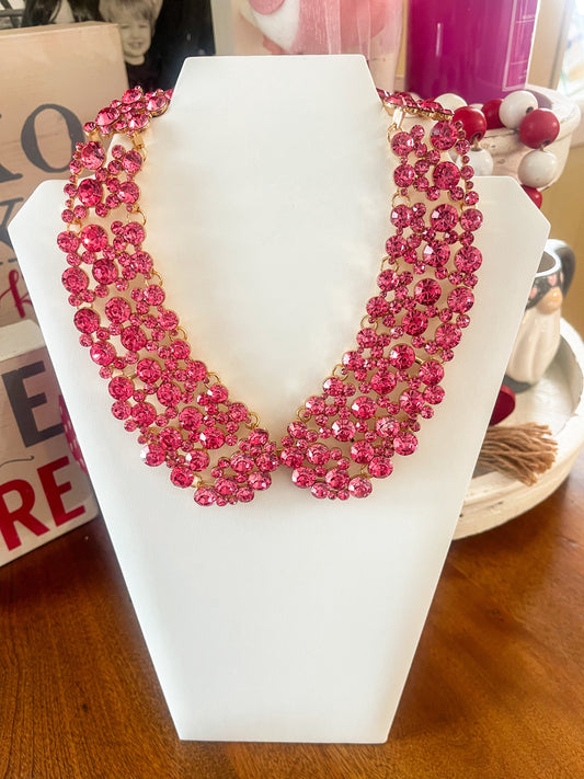 Pink Jeweled Collar Necklace