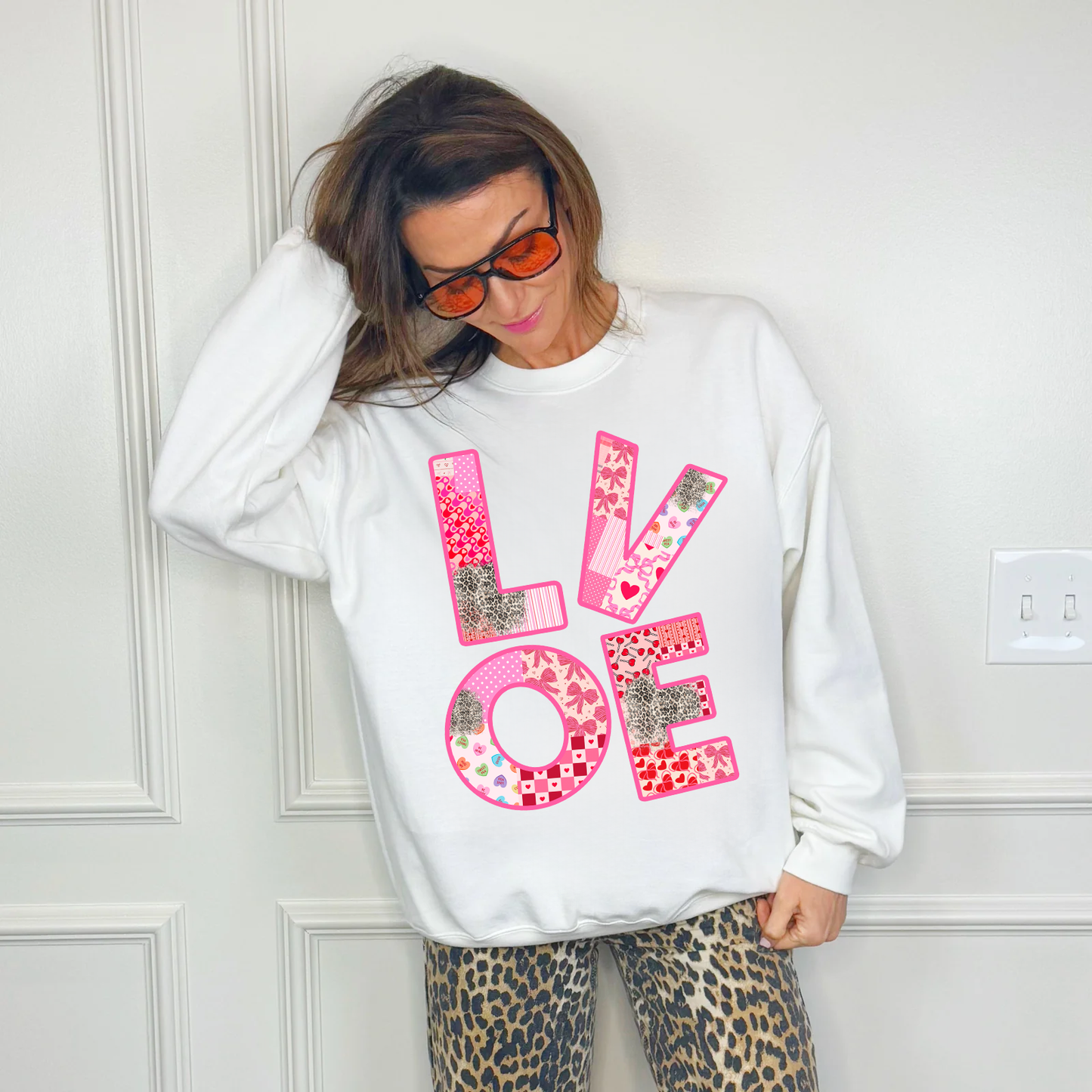 Patchwork Love Adult Sweatshirt