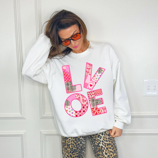 Patchwork Love Adult Sweatshirt