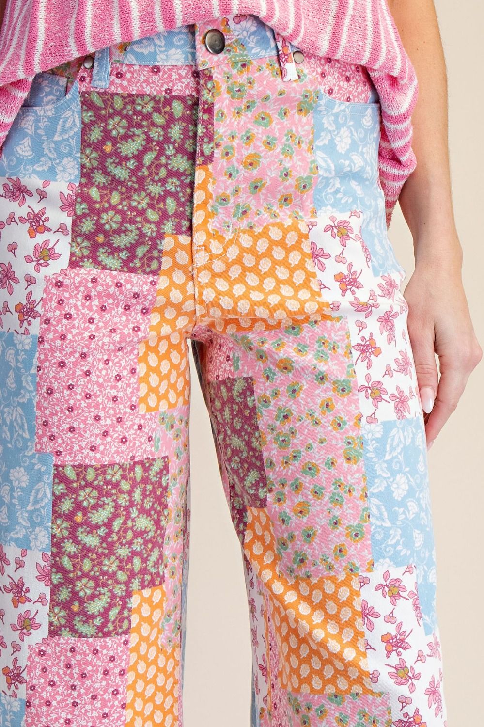 Patchwork Print Pants
