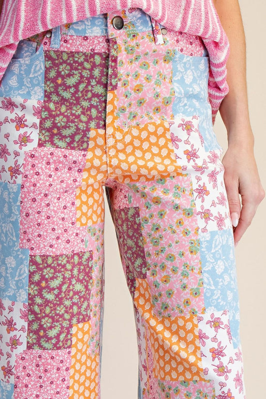 Patchwork Print Pants