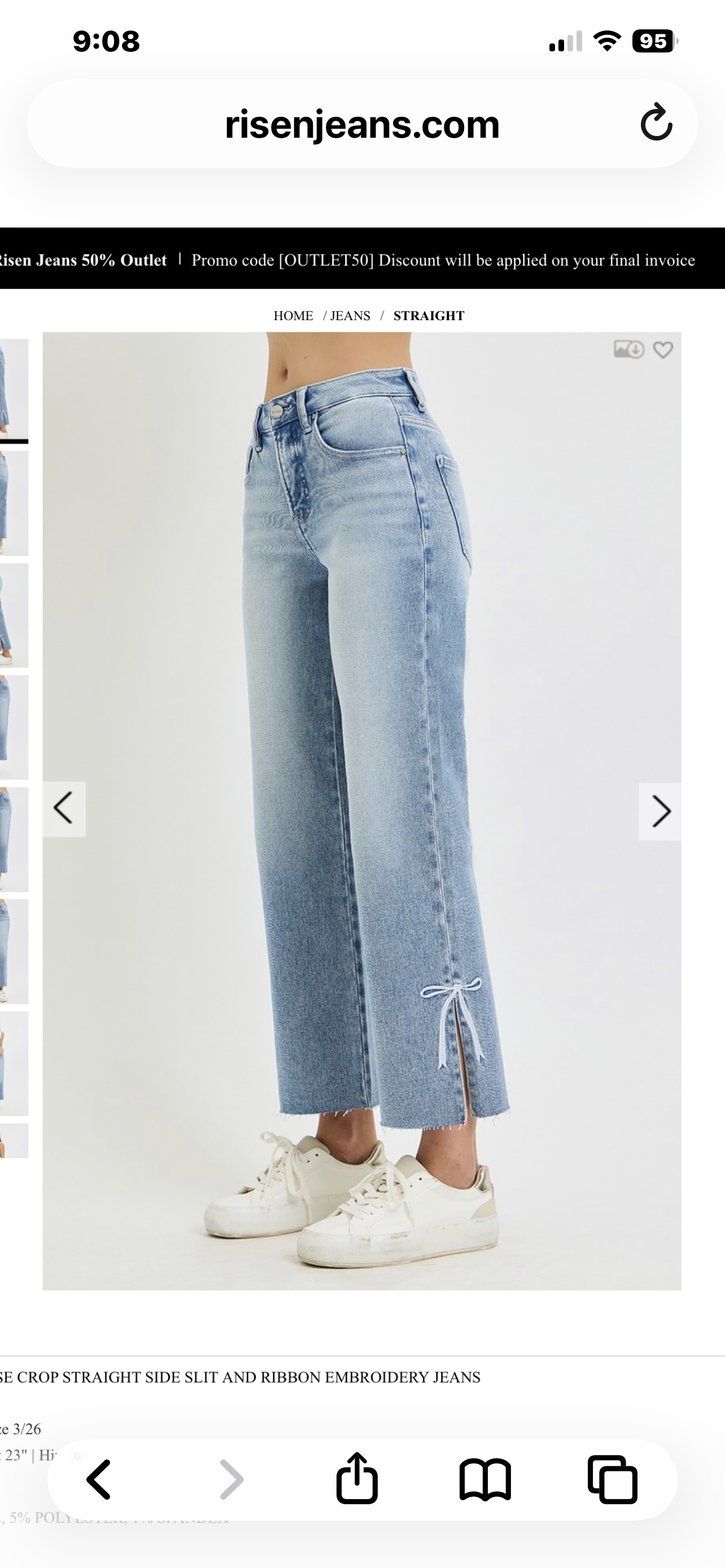 Risen Embroidered Bow Jeans
