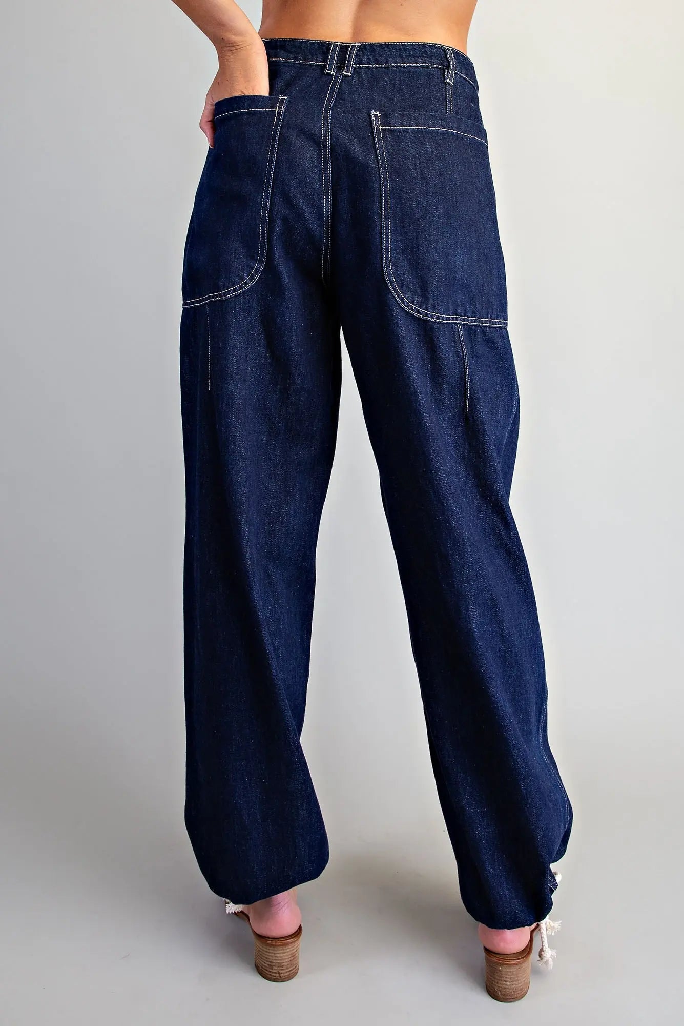 Mineral Washed Denim Balloon Pants